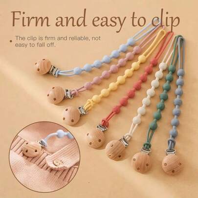 Baby Pacifier Chain, Teething Toy Anti-Drop Leash, Portable Outdoor Pacifier Clip, Beads & Planet Design