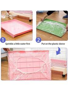 50片装宠物笼垫，兔笼鸟笼一次性通用塑料托盘衬垫，猫砂袋，狗厕所尿垫，清洁垫套 - 白色 - 查看 4