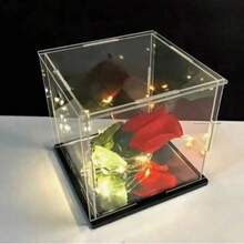 1个高清透明亚克力展示盒，多种尺寸可选，塑料组装防尘展示盒，带哑光黑色底座，适用于展示手办、玩具、收藏品、雕像、模型等。 - 透明 - 查看 4