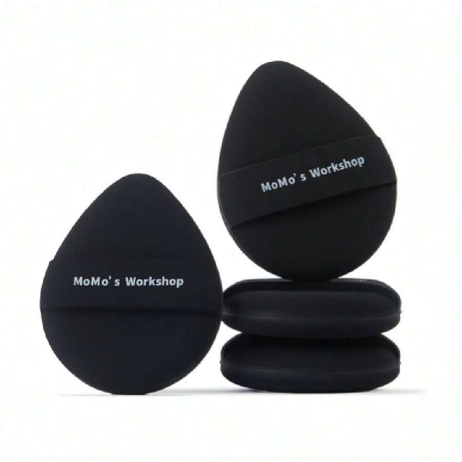 TATAMI Black Puff Set (Flat + Egg Shape) Rubycell,Cushion Puff, Quick Flawless Foundation Application For Hydrating Liquid ,2pcs Foundation Sponge With Case,38053298 - 黑色 - 查看 1