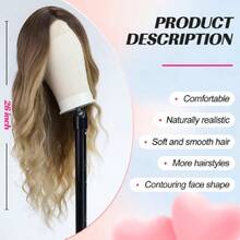 Long Ombre Blonde Wavy Wig For Women Lace Front Wigs Natural Looking 26 Inch Middle Part Curly Wig Heat Resistant Synthetic Wigs For Daily Party Use,38059297 - Blue Black - View 2