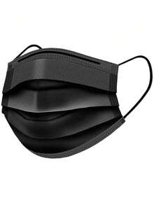 Cubrebocas Tricapa Azul, Negro y Grado Médico 1 caja con 50 pz, Tapabocas TTP Termosellado con Ajuste Nasal, Caja de Cubrebocas, Mascarilla Desechable de Protección - Negro - Ver 3