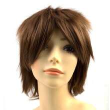 Modernfairy Anime Halloween Wig  Brown For Cosplay Party, Synthetic Layered Short Hair Wigs With Bangs, Pastel Wigs For Women Men,37993376 - màu nâu - Xem 1