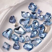 48 Pcs Big Mix Sizes Different Shape Nail Rhinestones 12 Styles 3D Glass Crtals Diamonds Love Distorts Heart Super Shiny Charms Gems Stones DIY Nail Art Dration Craft Jewelry ( Blue),38035518 - Light Blue - 查看 2