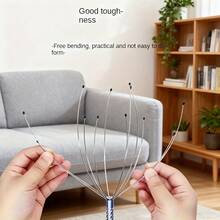 Envío gratis Masajeador manual de cabeza, diseño de pulpo con 12 garras, herramienta de relajación definitiva para el cuero cabelludo y el estrés, se siente como un extractor de alma, ofrece una comodidad inesperada, perfecto para mercados transfronterizos, reconfortante - Color de mango aleatorio - Ver 6