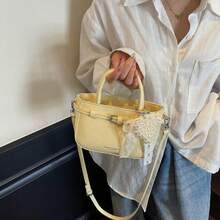 [Nueva]Bolso de hombro para mujer de diseño minimalista bolso de axila elegante bolso de trabajo y ocio bolso de viaje moderno y versátil bolso de hombro mujer - Amarillo con colgante - Ver 2