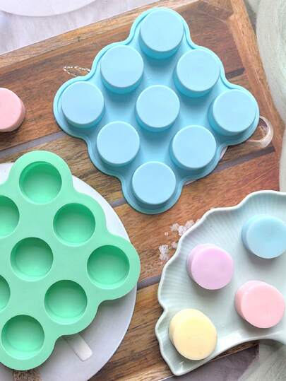 1 st. rund silikonform för choklad och kakor med 9 håligheter, minikaka i silikonform, godisform, diskmaskin, för bakning av minikakor, choklad, kakor