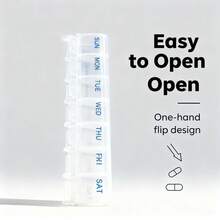 1pc 7-Day Pill Storage Box, Portable Transparent Weekly Medicine Box, Moisture Resistant Mini Rectangular Box With Daily Compartments, Convenient For Travel - Clear - View 7