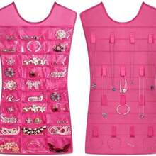 OpenHIBolsas de Almacenamiento, NeatJewelTwins, MXJWT-001, 2Pzas, /Rosa, 43x73cm, 27 Bolsillos, 14 Cordones, Tela Cambrell/PVC. - como se muestra en la figura - Ver 5