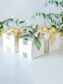 50pcs Square Blank Gift Box, Exquisite Gift Box, Paper Packaging Box, Holiday Surprise Small Gift Box, Wedding Birthday Valentines Day Party Favor Packaging Box Holiday Supplies - Multicolor - View 3