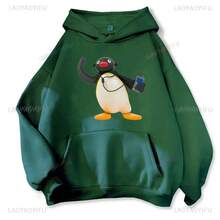 Music-Listening Penguin Emotion Autumn Winter Hoodies Men Fashion Long Sleeve Sweatshirts Women Streetwear Pullovers Sudaderas - Grey - View 11