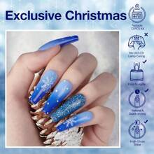 Dip Powder, Christmas Winter Blue Glitter 6 Colors Dipping Powder Starter Kit French Nail Art Manicure DIalon For Women, No Need Nail  Cured,37983890 - 藍色 - 查看 6
