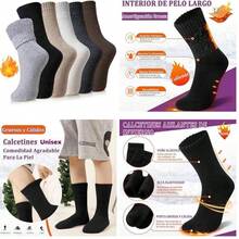 OpenHI6 Pares Calcetines Trmicos para Hombre y Mujer, Calcetines Gruesos de Invierno, Calcetas de Lana Merino, Calcetas Calientitas para Frio, Calcetines Cmodo para Esquiar, Nieve, Senderismo - 5-12+multicolor - Ver 8