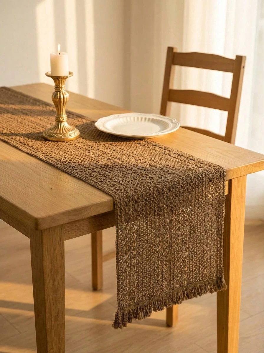 Cirelle 1 件波西米亚风格桌旗 Macrame 桌旗,适用于家居装饰,奶油色和棕色 Macrame 桌旗带流苏,适用于波西米亚风格餐厅卧室装饰、乡村新娘送礼会、农舍乡村风格桌旗、餐垫、感恩节圣诞节家居装饰(多种尺寸可选) - 卡其色 - 查看 1