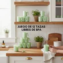 Set De 12 Tazas De Plástico Libre De Bpa Resistente - Verde - Ver 9