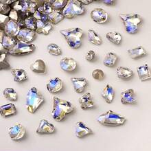 48 Pcs Big Mix Sizes Different Shape Nail Rhinestones 12 Styles 3D Glass Crtals Diamonds Love Distorts Heart Super Shiny Charms Gems Stones DIY Nail Art Dration Craft Jewelry (Moon),38035517 - 深紫色 - 查看 1