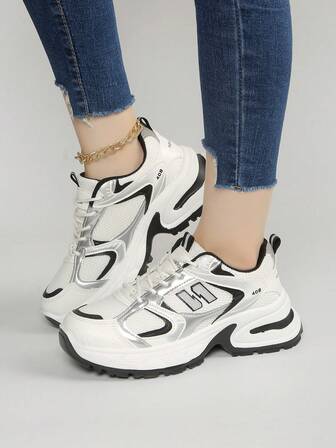 2025 New Thick Sole White Mesh Sneakers, Minimalist Fashion Low-Top Flat Non-Slip Outdoor Running Shoes, Comfortable Student Casual Shoes