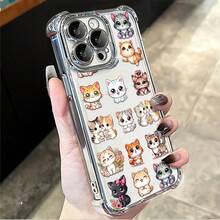 1pcs Cute Cartoon Cats Phone Case Compatible with Apple Phone17 16 15 14 13 12 11 ProMax Antidrop Phone Case, Fullwrap Softshell, Girlish Style, Funky, Fashion, Exquisite, Can Be Given To Friends or Lovers - Plateado - Ver 5