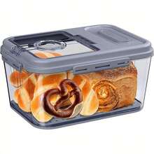 【日本のパン好き必見！透明視認性抜群 大容量パン保存容器 日時管理機能付き 気密防湿・防カビ パンの美味しさ長持ち キッチン整理に最適 日本家庭の食卓にぴったりなパン保存の神アイテム】 - グレー - チェックする 9