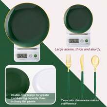 150PCS Clear Silver Plastic Plates & Disposable Silver Plastic Silverware With Glitter Bamboo Handle Cutlery-Baroque Clear Disposable Plates For Wedding & Easter Day & Mother's Day-TrugenixYSN1B - 綠色 - 查看 8