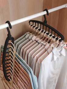 8pcs/4pcs/2pcs 11-Slot Foldable Clothes Hanger Rack, Multi-Functional Non-Slip Plastic Portable Hanging Wardrobe Storage System, 3.2 Cubic Feet Enclosed Storage Capacity - Lightweight, Bedroom, Storage Rack, Home Organization - Multicolor - View 1