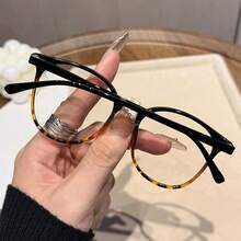 1 Pair Unisex Round Clear Lens Glasses, Suitable For Office, Reading, TV, Gaming, Smartphone Use