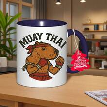 1pc Muay Thai Fighter Ceramic Coffee Mug - Thai Boxing Cup With Muay Thai Warrior Design, Durable & Heat-Resistant, Perfect Gift For Mothers Day, Fathers Day, Christmas, Halloween, Graduation - Ideal For Cafe, Workspace, Bedroom, Best For Christmas - 橘色 - 查看 6