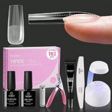 Beetles Tipex Lite Apex Nail Tips Kit,Square Long,192pcs 16 Sizes,Nail Supplies Nail Stuff Nail Stuff Nail Tech Supplies With UV Nail Glue, Base & Top Coat, Mini Nail , Nail C & Cuticle Nipper,Pre-Building Pre-Etched Acrylic Tips Kit,37984271 - 墨綠色 - 查看 1