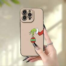 La mano del  con una bola de Navidad roja. Elemento de diseño de funda para teléfono,  ideal como regalo para cumpleaños, para mamá, familiares, amigos, novio o novia.   17 1 - Negro - Ver 4