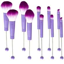 10Pieces Beadable  Brushes Diy  Comestic Brushes Beaded Brushes Kit For DIY Beaded Eyeshadow Brush (Beadable  Brushes-10pieces=2Sets)-Purple,38051948 - 紫色 - 查看 1