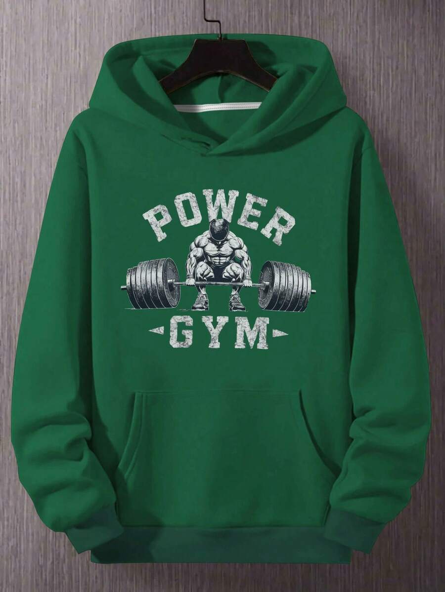 Muscular Figure Performing Deadlift Men'S Plus Size Hoodies - 黑色 - 查看 1