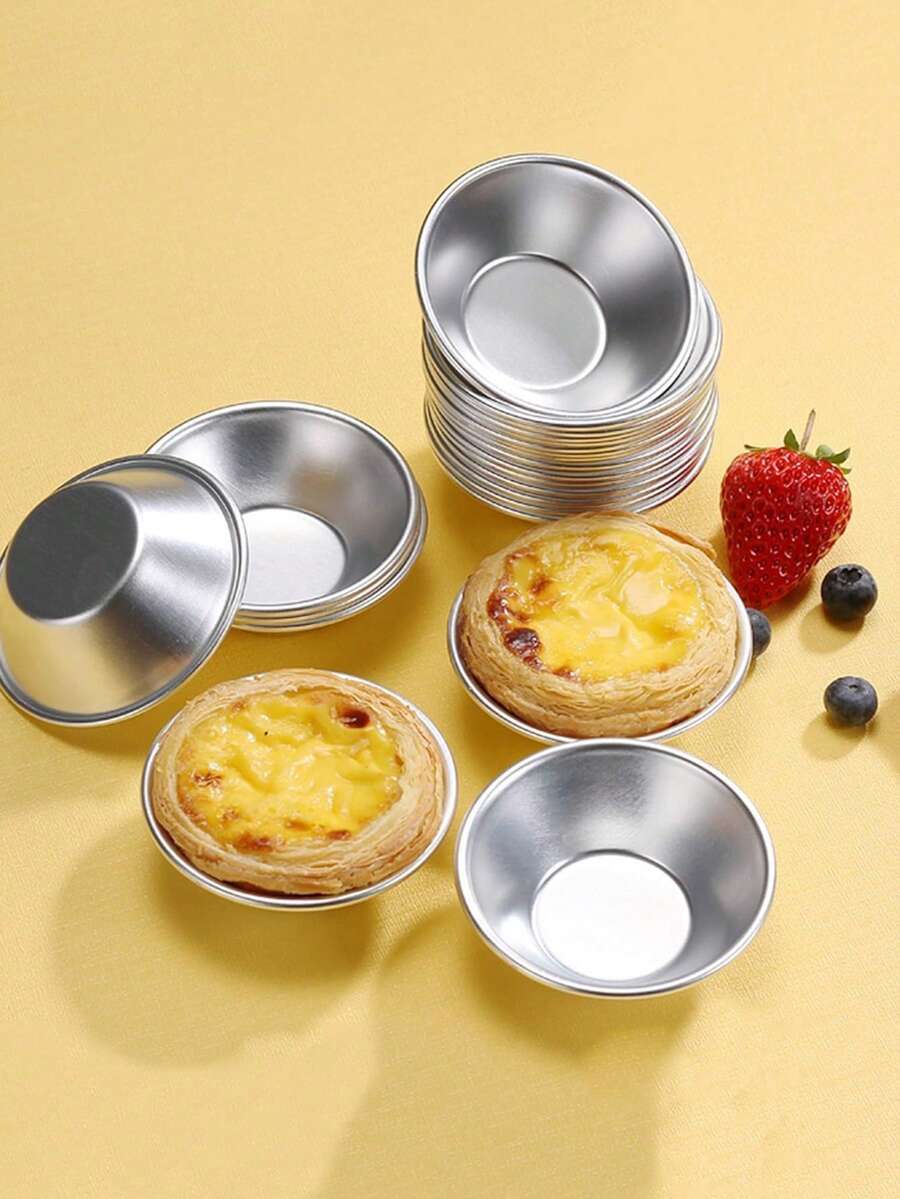 Bộ 12/24 khuôn bánh tart bằng nhôm, khuôn làm bánh tráng miệng, dụng cụ nướng tái sử dụng - Khuôn bánh cupcake chống dính, khuôn bánh tart/cupcake, thích hợp cho khuôn nhôm. - Nhiều màu - Xem 1