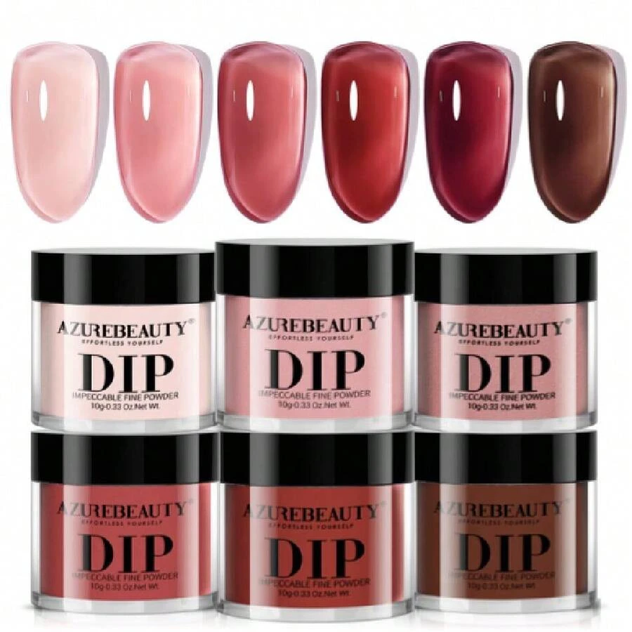Dip Powder Set 6 Pcs Jelly Blush Gradient, Natural Dipping Powder French Nail Art Starter Manicure Salon DIY At Home,37983894 - 玫瑰紅 - 查看 1