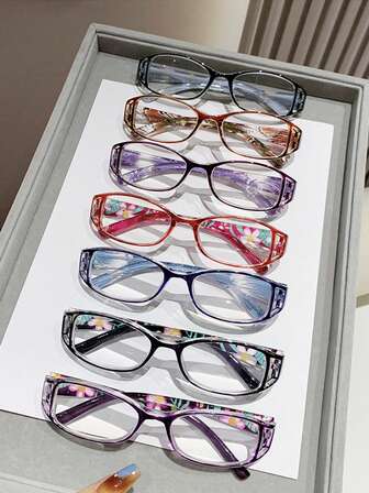 8 piezas Gafas de lectura vintage para mujeres y hombres, con marco geométrico, estampado floral bohemio ditsy, ultraligero, para presbicia, para lectura diaria, oficina, computadora y accesorios y regalos para fiestas