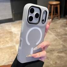 Funda de Teléfono: Funda de Teléfono Magnética 2 en 1 de Color Caramelo de Lujo Compatible con iPhone 17 Pro Max Air 16 15 14 13 Pro Max Plus Cubierta Mate Suave Carcasa Magnética Carga Inalámbrica Fundas 17ProMax Cubierta Trasera a Prueba de Golpes - Blanco - Ver 1