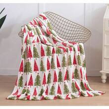 2026 Elegant Comfort Velvet Touch Ultra Plush Christmas Holiday Printed Fleece Throw/Blanket-50 X 60inch, (Reindeer), 50 X 60 Inch (W912) - 奶油色聖誕樹 - 查看 6