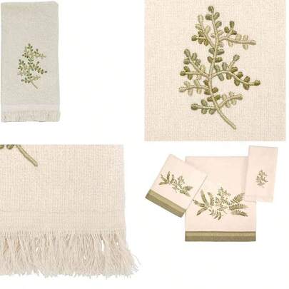 Leoon Avanti Linens Greenwood - Toalla con Punta de Dedo, Color Marfil, 18 x 11 Pulgadas