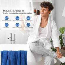 OpenHIToallas de Bao,2pcs Toalla Microfibra Suaves y Ultra Absorbentes, Toalla Gimnasio Secado Rpido,Toalla Playa Multipropsito para Bao, Camping, Hotel, Gym y SPA, 28x56inches (Azul) - encima - Ver 5