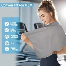 OpenHISimpeak Toalla Deportiva 40 * 80 cm, Toallas Microfibra Secado Rpido, Adecuado para Correr, Escalar, Andar en Bicicleta, IR Al Gimnasio, Hacer Yoga, Acampar, Baarse, 2 Unidad con Bolsa, Gris. - como se muestra en la figura - Ver 4