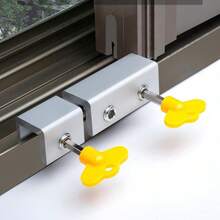 2个耐用铝合金和塑钢材质的门窗锁 - 安全限位器，配有易握黄色手柄，确保家居安全 - 彩色 - 查看 2
