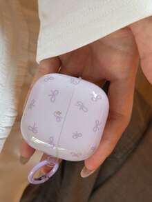 Purple Bow Earphone Case Compatible With Huawei Freebuds 7i, New Freebuds 2 Clip, Freebuds SE 3, Pro 3 Wireless Bluetooth Earphones, Cute Design - Mauve Purple - View 8