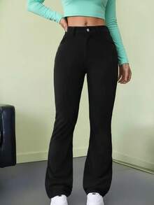 Women's High-Waisted Flare Jeans With Lycra - Comfortable And Stylish - 黑色 - 查看 3