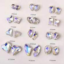 48 Pcs Big Mix Sizes Different Shape Nail Rhinestones 12 Styles 3D Glass Crtals Diamonds Love Distorts Heart Super Shiny Charms Gems Stones DIY Nail Art Dration Craft Jewelry (Moon),38035517 - 深紫色 - 查看 5