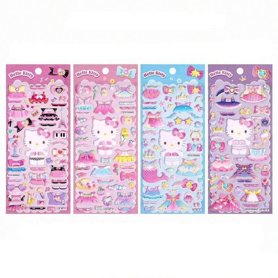 1pc 2026 New Japanese Anime Cartoon Peripheral Stickers, Fun Cat Rabbit Stickers, Cute Cotton Foam Stickers, Dopamine Girl Heart Pink Purple Cute High Appearance New Cute And Fun DIY Stickers, Luggage Guitar Notebook Decoration Phone Case - Multicolor - View 1