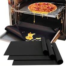 OpenHi Juego de 5 revestimientos para horno para parte inferior del horno, 16 x 24 pulgadas de grosor, antiadherentes, de tefln, sin BPA y PFOA, revestimientos reutilizables para horno para parte - negro -+paquete de 5 - Ver 2