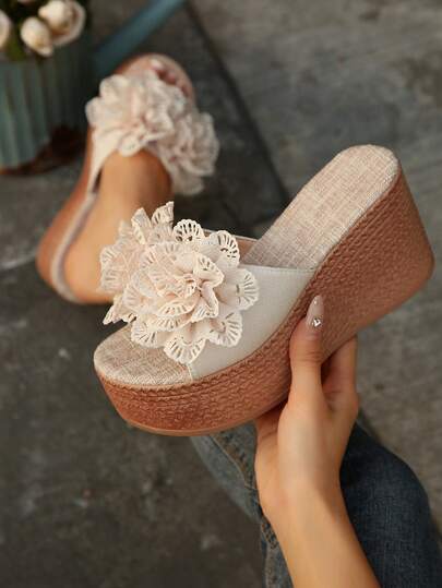 Dép lê đế xuồng họa tiết hoa dành cho nữ, dép hở mũi nhẹ, thích hợp đi biển, dã ngoại.