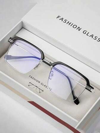 1 st klassiska retro glasögon utan styrka, unisex halvbåge