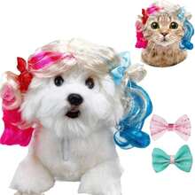 Funny Dog Wig Pet Costumes, Cat Costume Synthetic Hairpiece Cosplay Wigswigs Cosplay Wigs For Women Wig Install Kit , Headwear For Halloween Christmas Festivals Party Dr, Fancy Dress,Adjustbale Size,20CM Half Pink Half Blue,38049406 - 粉色 - 查看 1