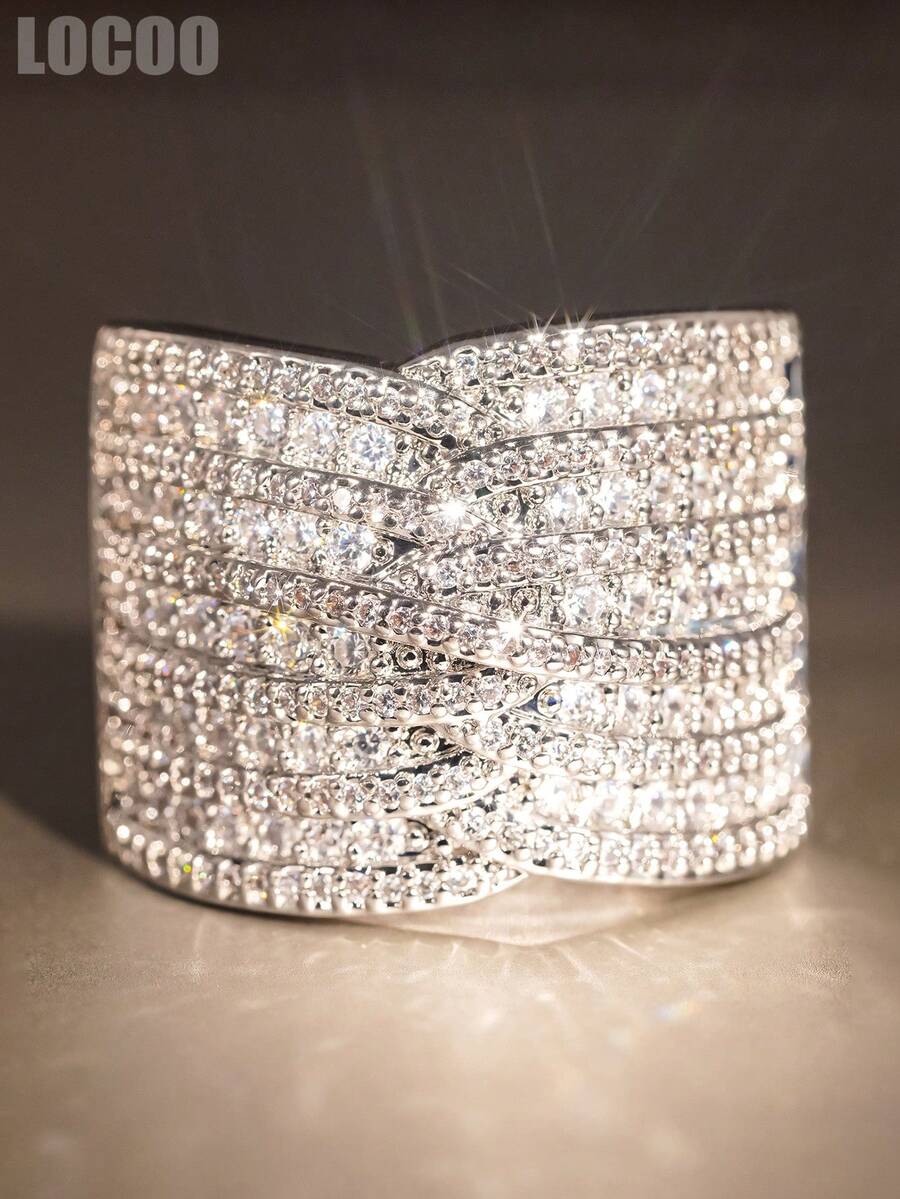 1 pieza Anillo clásico de circonita cúbica para mujer para boda, compromiso, aniversario, fiesta, joyería, regalo del Día de San Valentín - 1# - Ver 1