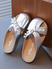 1 Pair Toddler Girls' Soft Sole Non-Slip Closed Toe Sandals, Casual Leather Shoes, Breathable Walking Shoes, Princess Shoes Suitable For Infants, Toddlers, Little Kids, Big Kids, Spring/Summer/Autumn - Silver - View 7